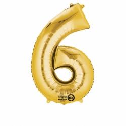 Balon foliowy Złoty cyfra 6 (86 cm)